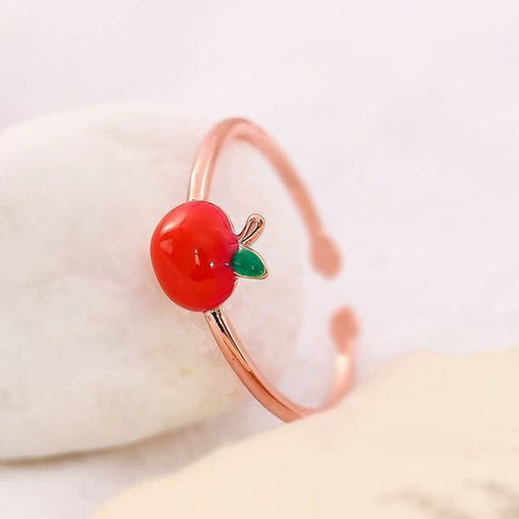 Wholesale Fruit Style Copper Open Ring With Microinlaid Zircon For Women Electroplated