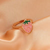 Wholesale Fruit Style Copper Open Ring With Microinlaid Zircon For Women Electroplated