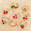 Wholesale Fruit Style Copper Open Ring With Microinlaid Zircon For Women Electroplated