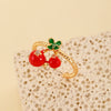 Wholesale Fruit Style Copper Open Ring With Microinlaid Zircon For Women Electroplated