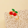 Wholesale Fruit Style Copper Open Ring With Microinlaid Zircon For Women Electroplated