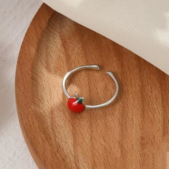 Wholesale Fruit Style Copper Open Ring With Microinlaid Zircon For Women Electroplated