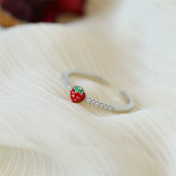 Wholesale Fruit Style Copper Open Ring With Microinlaid Zircon For Women Electroplated