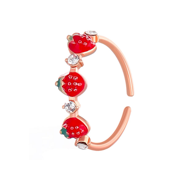 Wholesale Fruit Style Copper Open Ring With Microinlaid Zircon For Women Electroplated