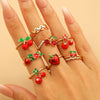 Wholesale Fruit Style Copper Open Ring With Microinlaid Zircon For Women Electroplated