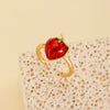 Wholesale Fruit Style Copper Open Ring With Microinlaid Zircon For Women Electroplated
