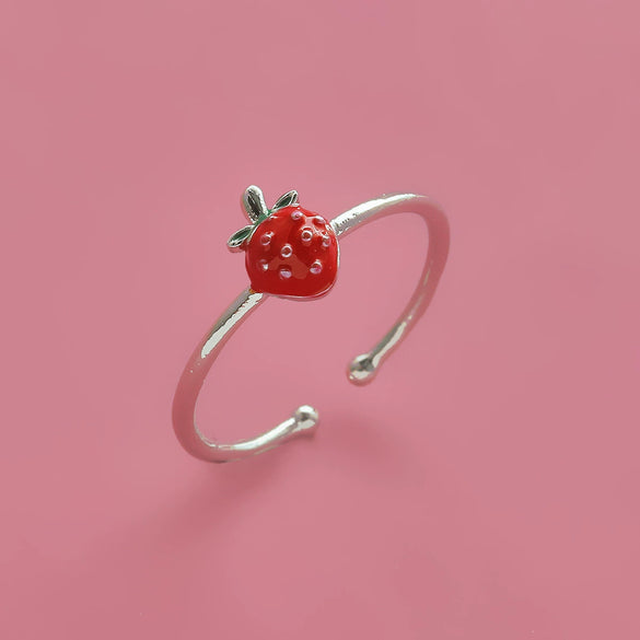 Wholesale Fruit Style Copper Open Ring With Microinlaid Zircon For Women Electroplated
