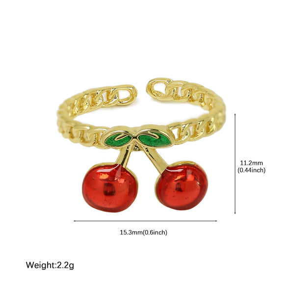 Wholesale Fruit Style Copper Ring With Electroplating For Ladies