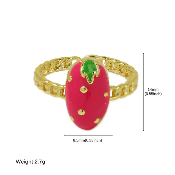Wholesale Fruit Style Copper Ring With Electroplating For Ladies