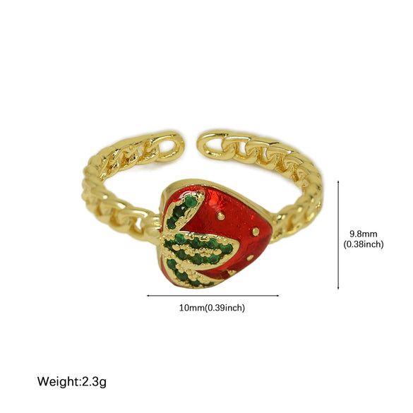 Wholesale Fruit Style Copper Ring With Electroplating For Ladies