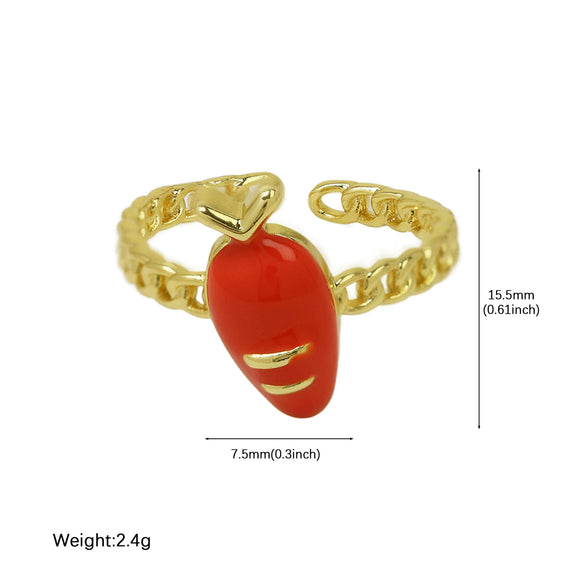 Wholesale Fruit Style Copper Ring With Electroplating For Ladies