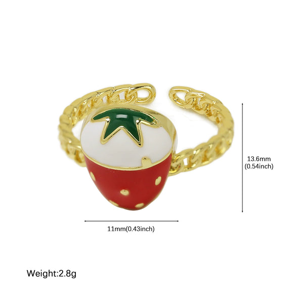 Wholesale Fruit Style Copper Ring With Electroplating For Ladies
