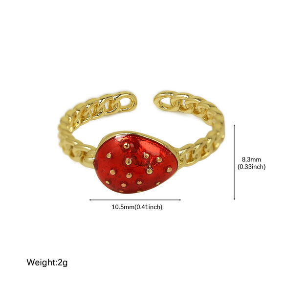 Wholesale Fruit Style Copper Ring With Electroplating For Ladies