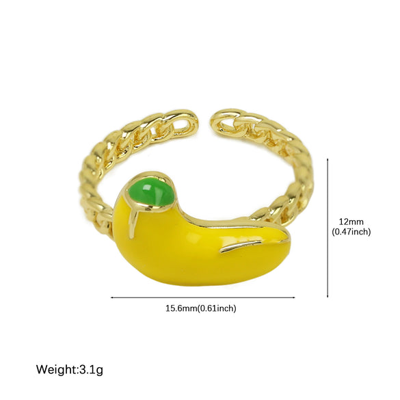 Wholesale Fruit Style Copper Ring With Electroplating For Ladies