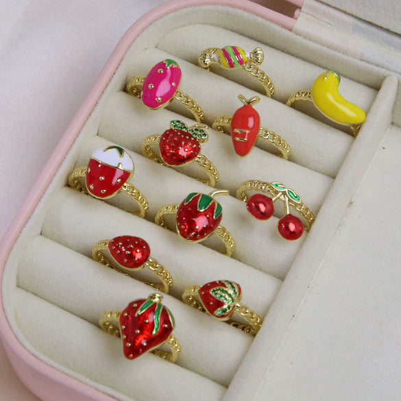 Wholesale Fruit Style Copper Ring With Electroplating For Ladies