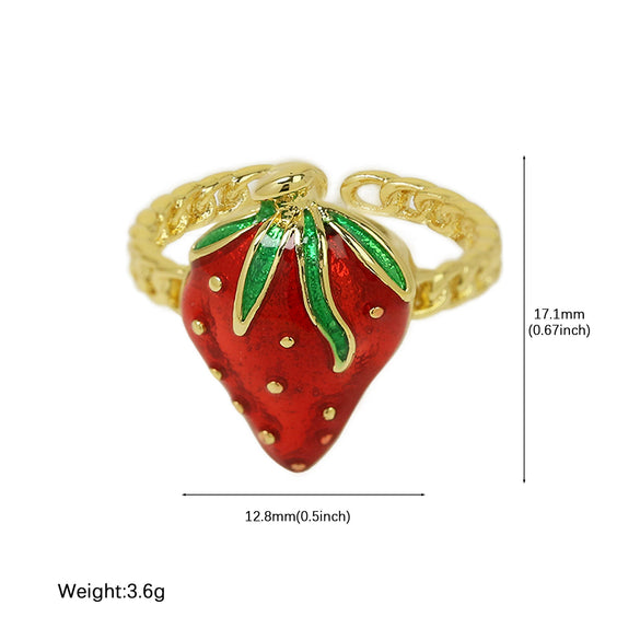 Wholesale Fruit Style Copper Ring With Electroplating For Ladies