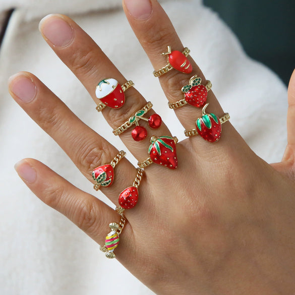 Wholesale Fruit Style Copper Ring With Electroplating For Ladies