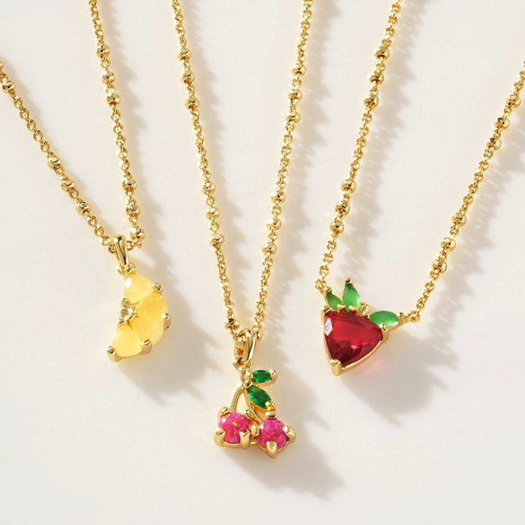 Wholesale Fruit Style Copper Zircon Electroplated Clavicle Necklace