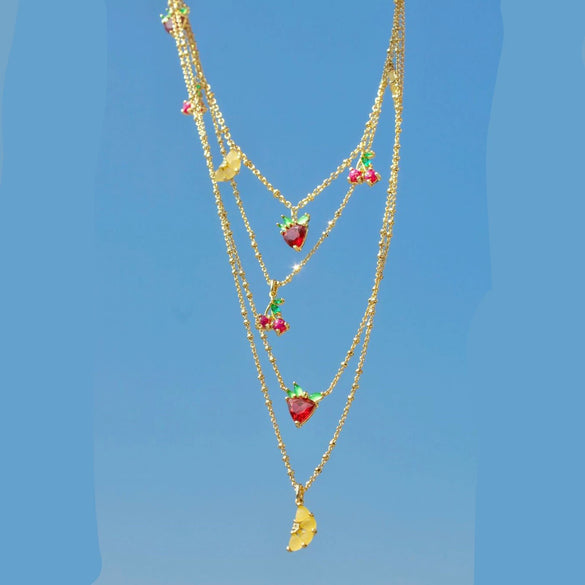 Wholesale Fruit Style Copper Zircon Necklace With Electroplating For Unisex
