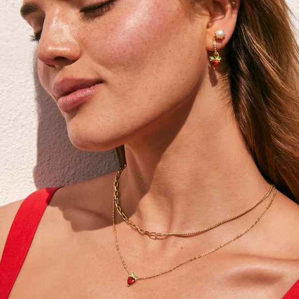 Wholesale Fruit Style Copper Zircon Necklace With Electroplating For Unisex