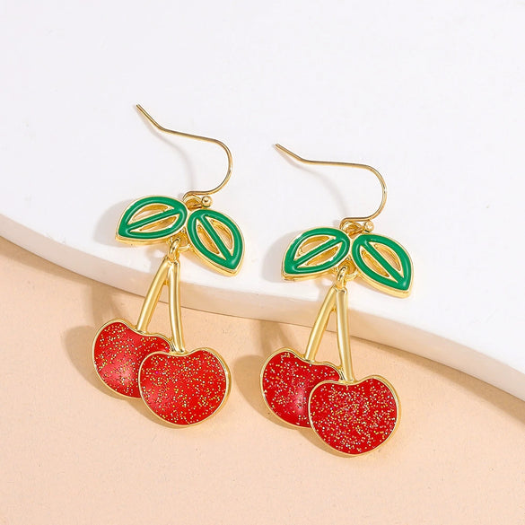Wholesale Fruit Style Plastic And Resin Earrings For Women With Electroplating
