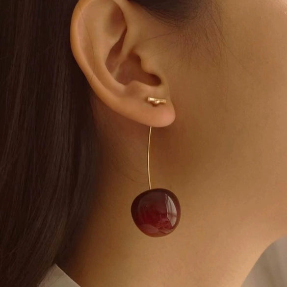 Wholesale Fruit Style Plastic And Resin Earrings For Women With Electroplating