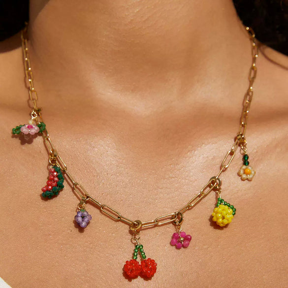 Wholesale Fruit Style Titanium Steel Alloy Gold Electroplated Watermelon Zircon Pendant Necklace For Women