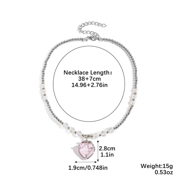 Wholesale Fruitshape Plastic Resin Alloy Jewelry With Electroplating For Women Strawberry Cherry Pendant Necklace