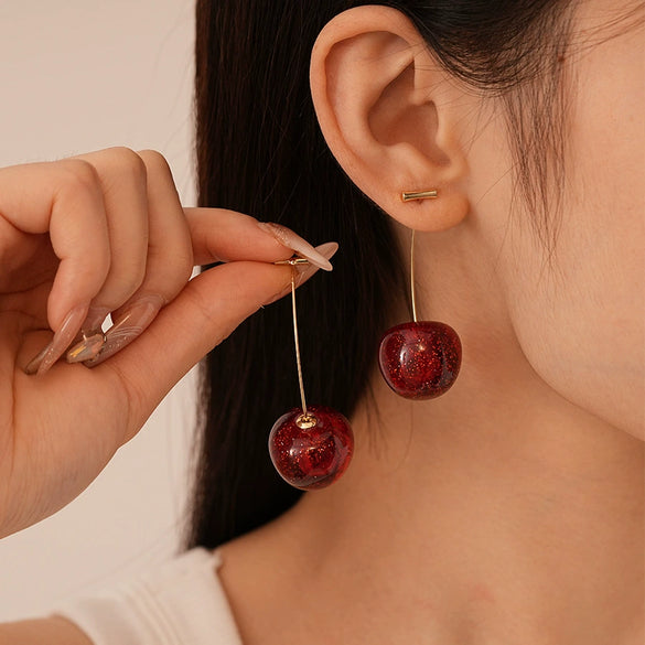 Wholesale Fruitstyle Resin Earrings For Women With Electroplating Process