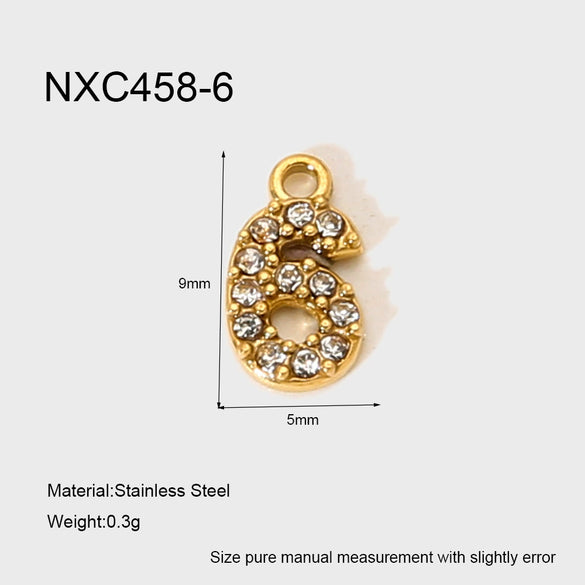 Wholesale Full Zirconia Lucky Pendant 18K Gold Plated Stainless Steel Diamond Processed Jewelry Accessory Charm