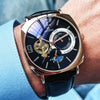 Wholesale Fully Automatic Mechanical Casual Men's Watch With Square Dial Made Of Alloy Case Stainless Steel Buckle Genuine Leather Strap And Mineral Reinforced Glass Mirror