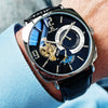 Wholesale Fully Automatic Mechanical Casual Men's Watch With Square Dial Made Of Alloy Case Stainless Steel Buckle Genuine Leather Strap And Mineral Reinforced Glass Mirror