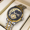 Wholesale Fully Automatic Mechanical Men's Watch With Hollow Tourbillon Luminous Waterproof Retro Style Alloy Case Stainless Steel Strap And Buckle Mineral Reinforced Glass Mirror