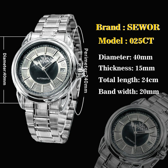 Wholesale Fully Automatic Mechanical Men's Watch With Stainless Steel Strap And Round Dial Made Of Alloy And Mineral Reinforced Glass