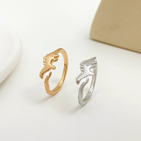 Wholesale Funny Dinosaur Open Geometric Animal Ring In Copper With Electroplating For Women And Unisex