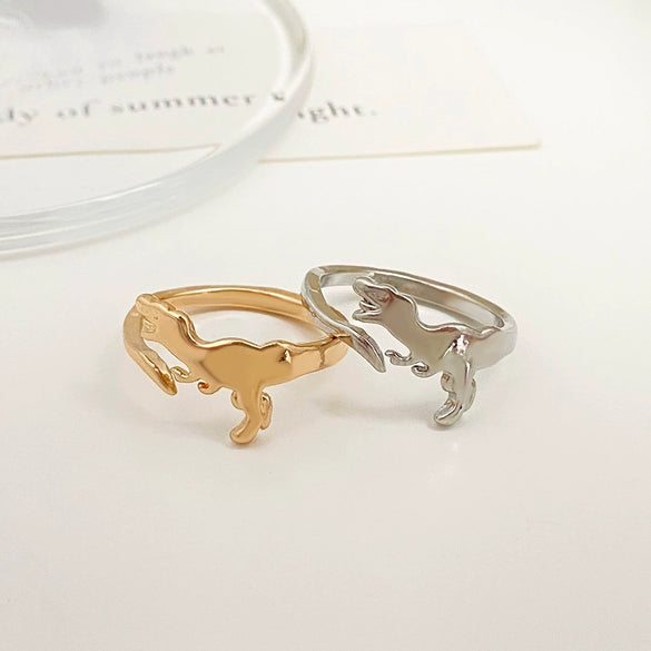 Wholesale Funny Dinosaur Open Geometric Animal Ring In Copper With Electroplating For Women And Unisex