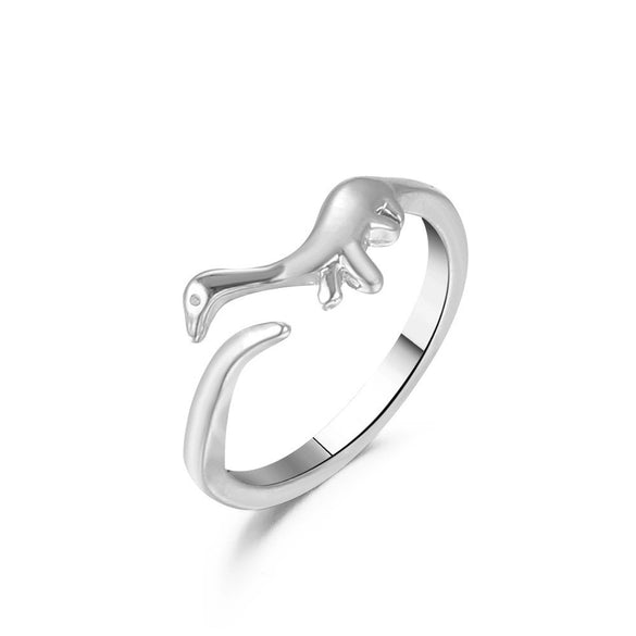 Wholesale Funny Dinosaur Open Geometric Animal Ring In Copper With Electroplating For Women And Unisex