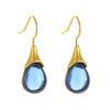 Wholesale Gems Inlaid Drop Shaped Imitation Cat's Eye Stone Fashion Earrings With Electroplating