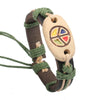 Wholesale Genuine Leather Woven Bracelet With Ceramic And Geometric Peace Symbol Handmade Jewelry