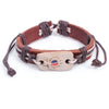Wholesale Genuine Leather Woven Bracelet With Ceramic And Geometric Peace Symbol Handmade Jewelry