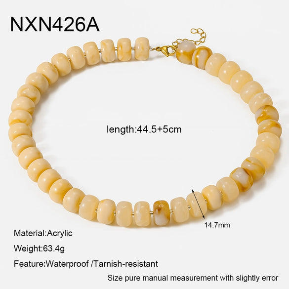 Wholesale Geometric Acrylic And Goldplated Stainless Steel Handmade Beaded Jewelry Set For Women