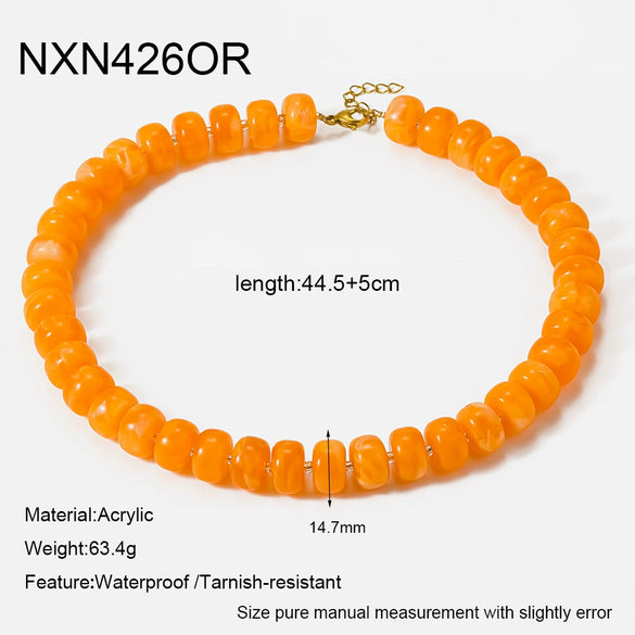 Wholesale Geometric Acrylic And Goldplated Stainless Steel Handmade Beaded Jewelry Set For Women