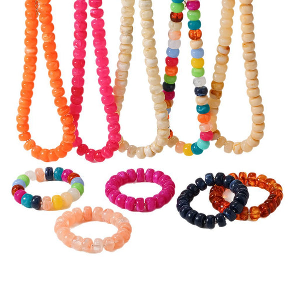 Wholesale Geometric Acrylic And Goldplated Stainless Steel Handmade Beaded Jewelry Set For Women