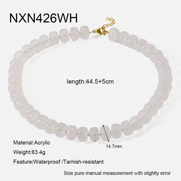 Wholesale Geometric Acrylic And Goldplated Stainless Steel Handmade Beaded Jewelry Set For Women