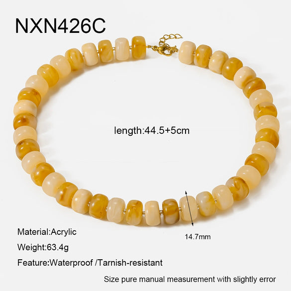 Wholesale Geometric Acrylic And Goldplated Stainless Steel Handmade Beaded Jewelry Set For Women