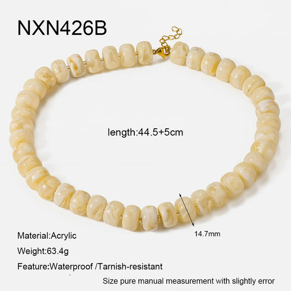 Wholesale Geometric Acrylic And Goldplated Stainless Steel Handmade Beaded Jewelry Set For Women