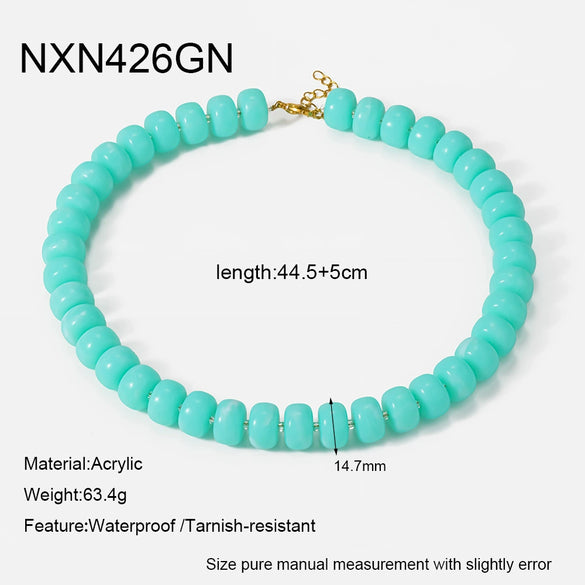 Wholesale Geometric Acrylic And Goldplated Stainless Steel Handmade Beaded Jewelry Set For Women
