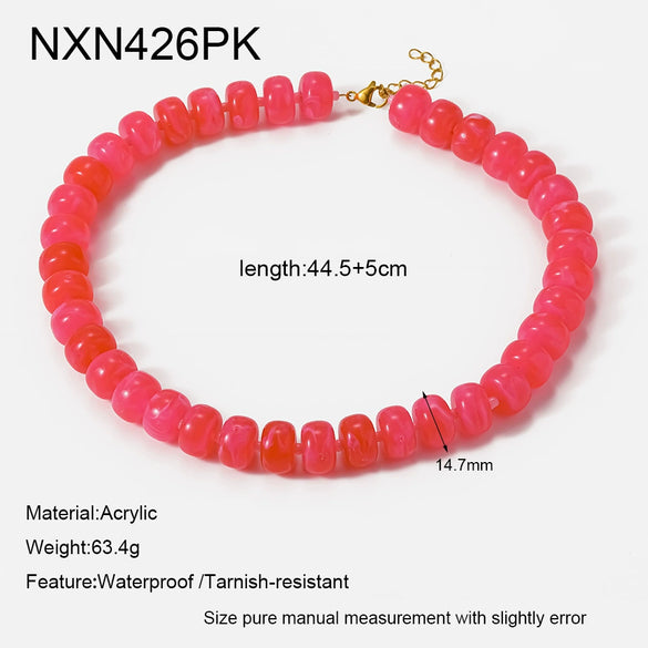 Wholesale Geometric Acrylic And Goldplated Stainless Steel Handmade Beaded Jewelry Set For Women