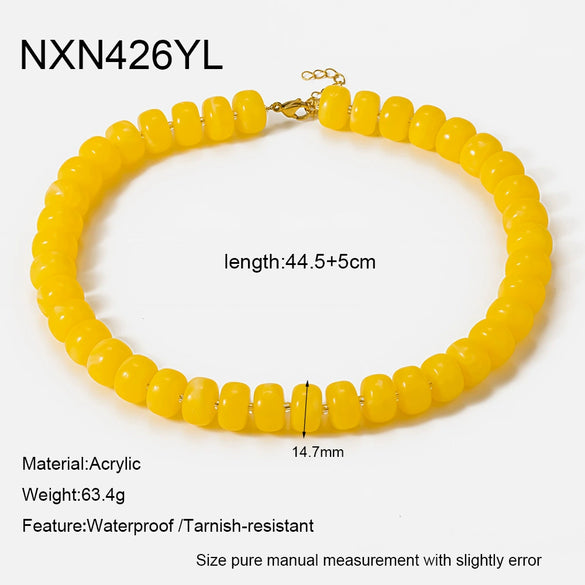 Wholesale Geometric Acrylic And Goldplated Stainless Steel Handmade Beaded Jewelry Set For Women