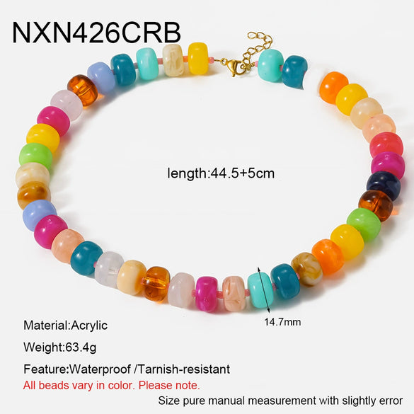Wholesale Geometric Acrylic And Goldplated Stainless Steel Handmade Beaded Jewelry Set For Women